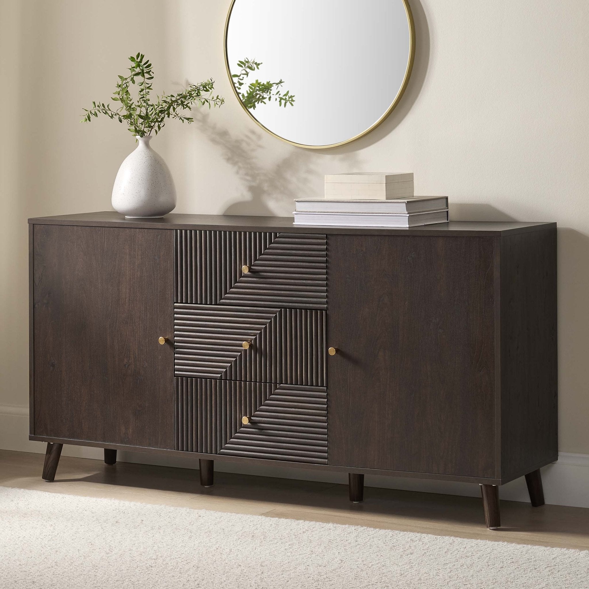 Dora Large Sideboard with Drawers - Walnut