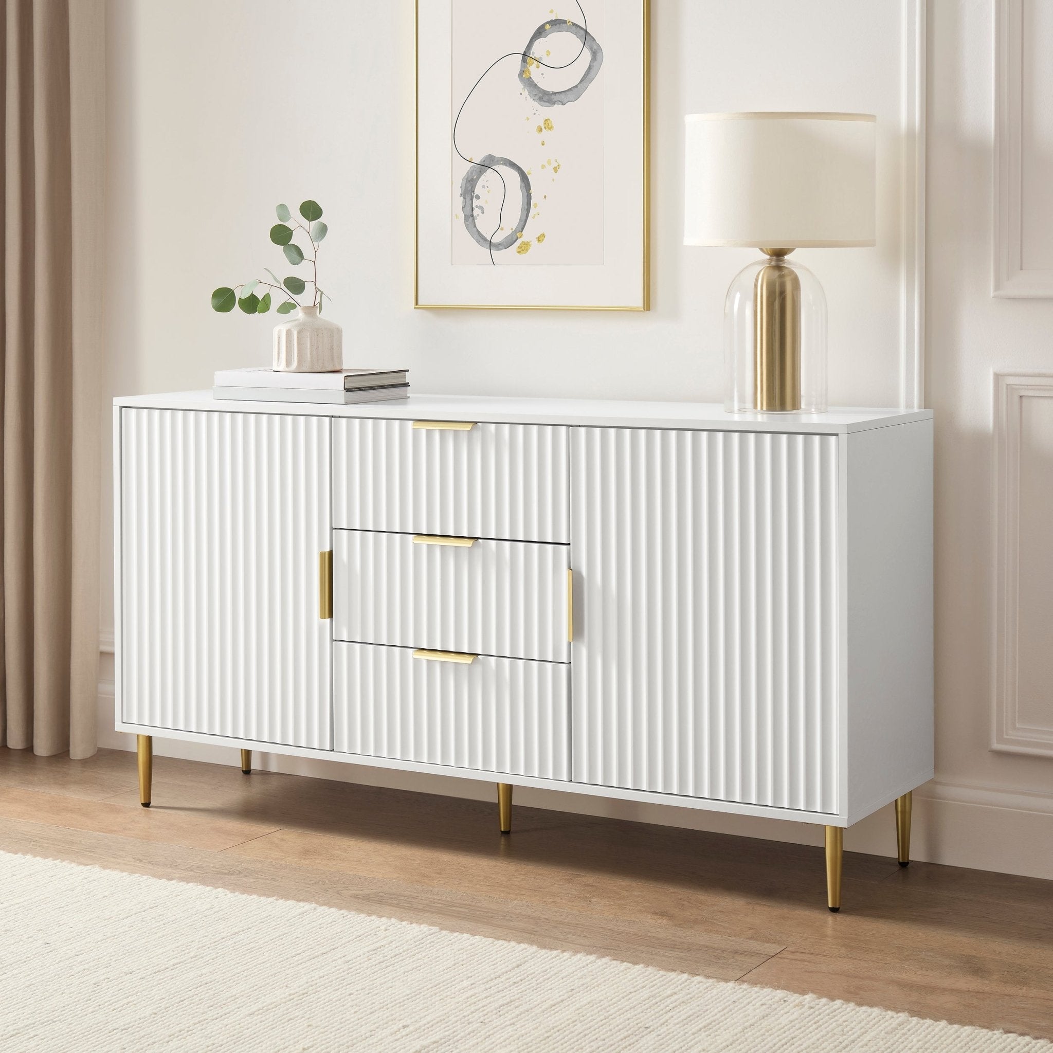 Evie Sideboard with Drawers - Warm White