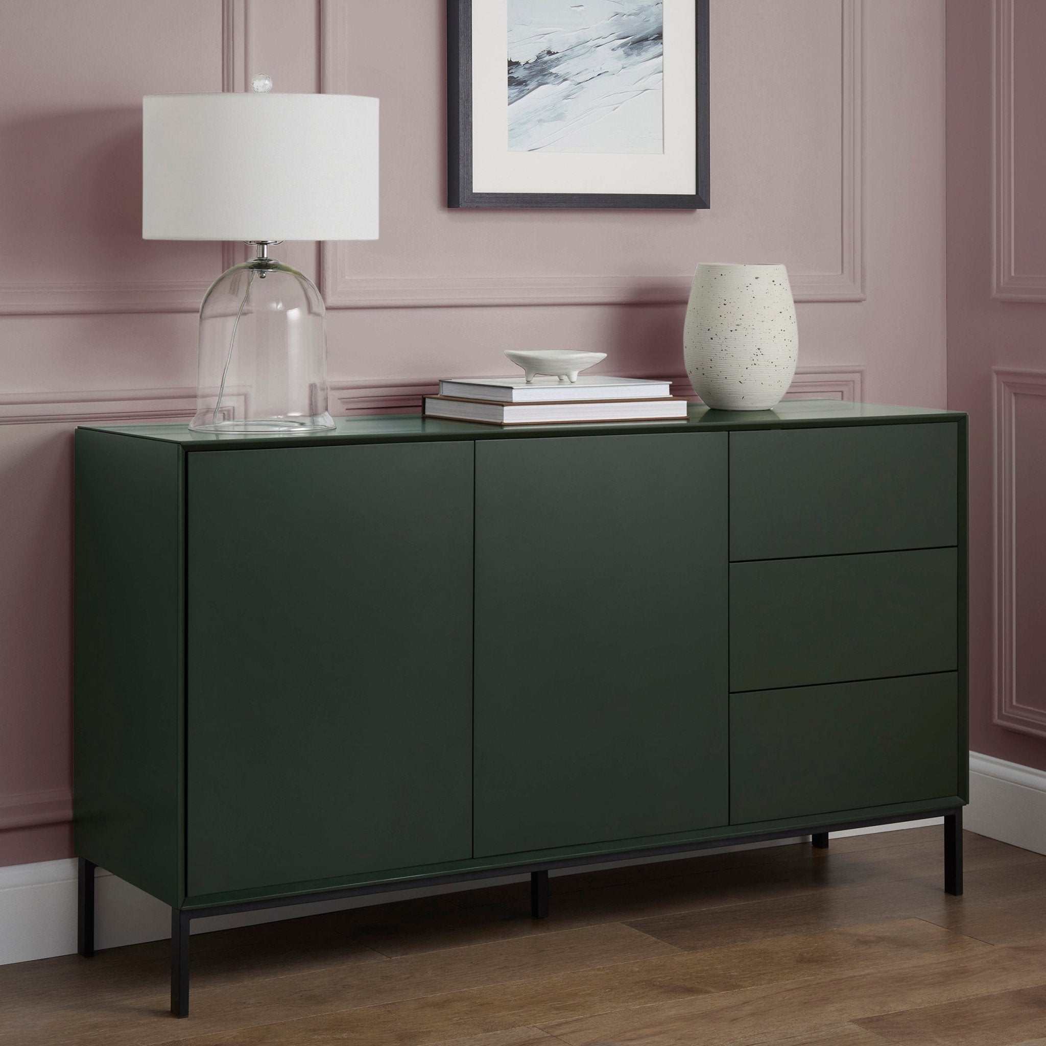 Nova Large Sideboard with Drawers - Forest Green