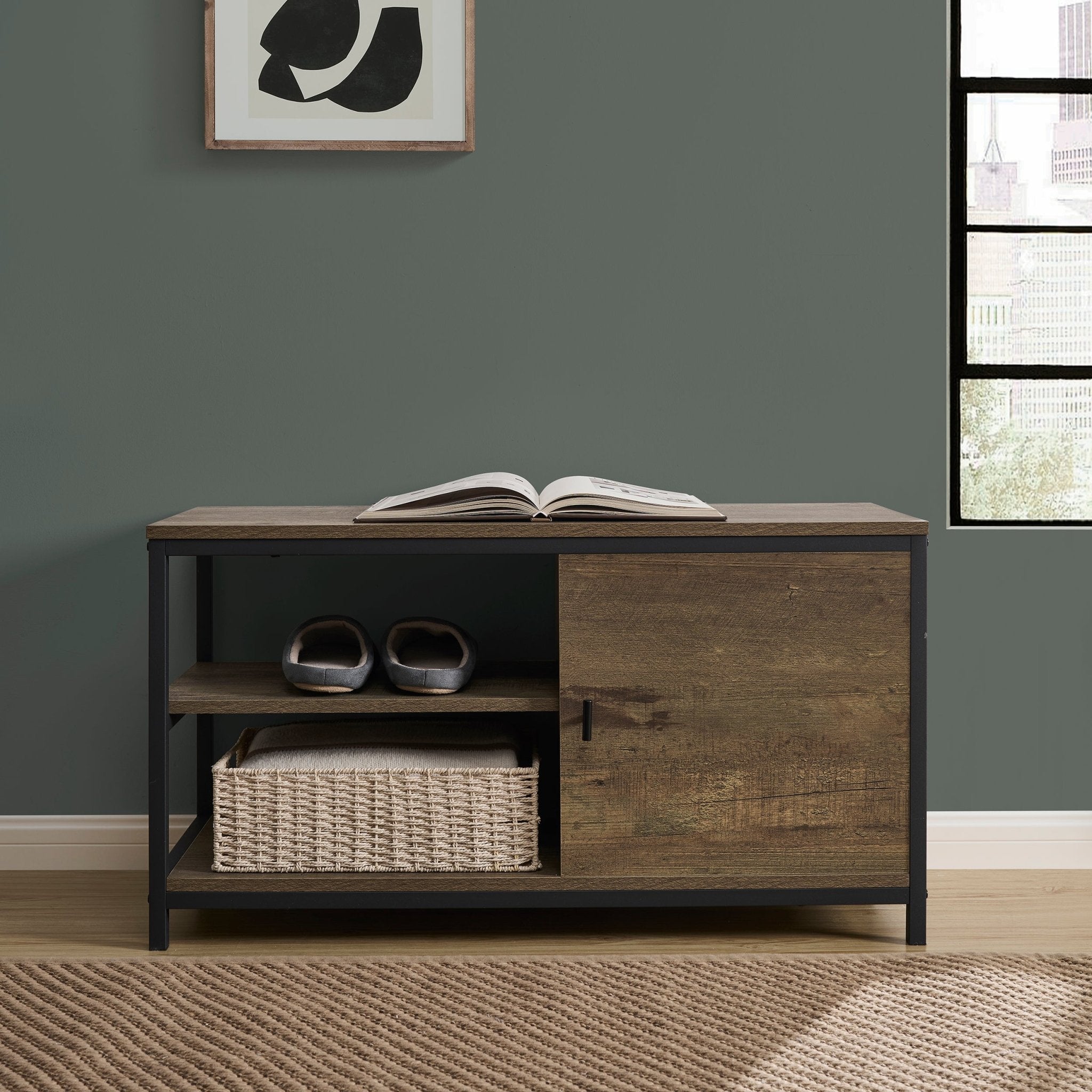 Willow Shoe Storage Bench - Mango Wood