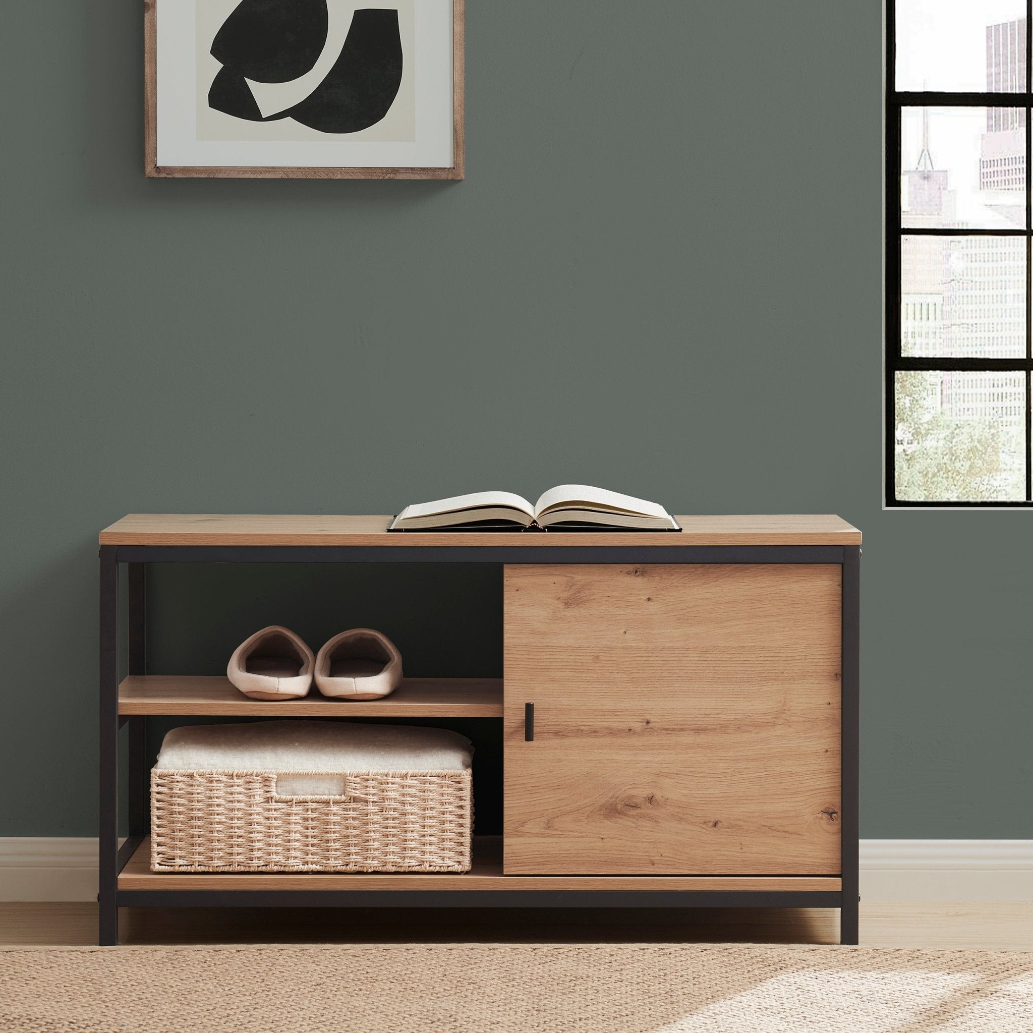 Willow Shoe Storage Bench - Oak Effect