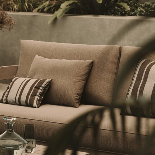 N3 Oak Three Seater Sofa Wheat Canvas - Image 5